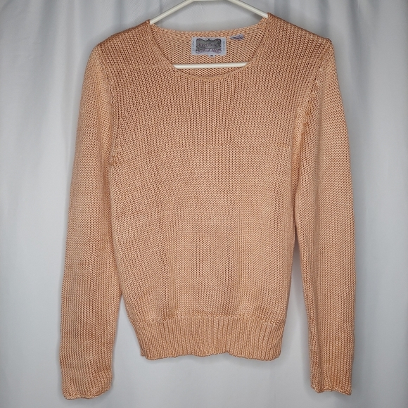 Exclusivo Emilio Rossi Silk Sweater Medium Peach Pink Chunky Knit Sustainable - Picture 1 of 5